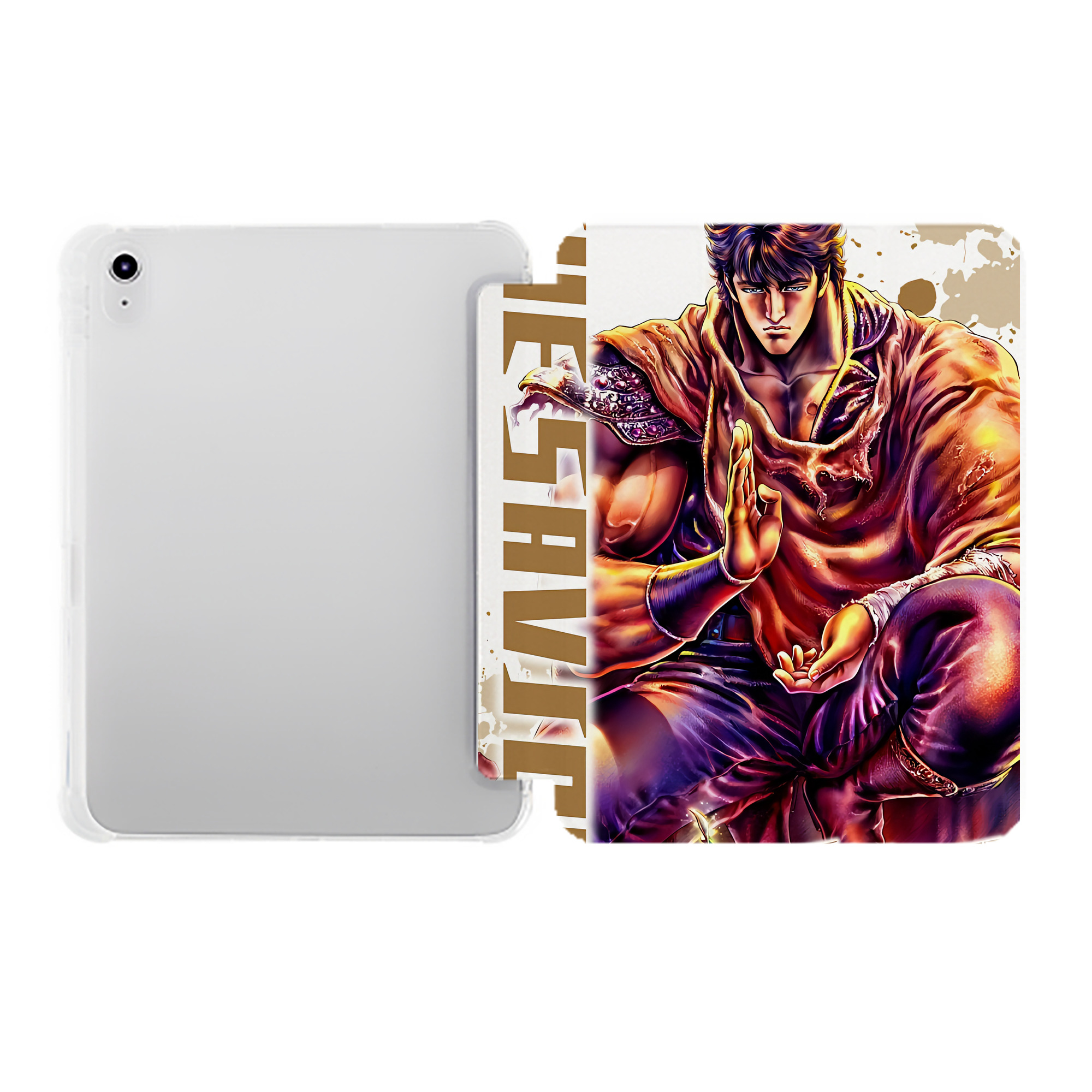 （画像用） 北斗の拳 Fist of the North Star IPad ケース ペン収納付き 三つ折りスタンド PUレザー×シリコン 対応機種9.5/10.5/10.9インチ